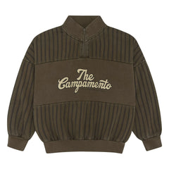 The Campamento - The Campamento Çizgili Fermuarlı Sweat Üstü | Haki