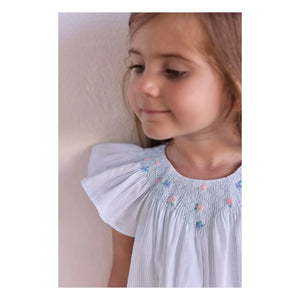 Tartine et Chocolat - Vestido fruncido de rayas y flores | Verde menta
