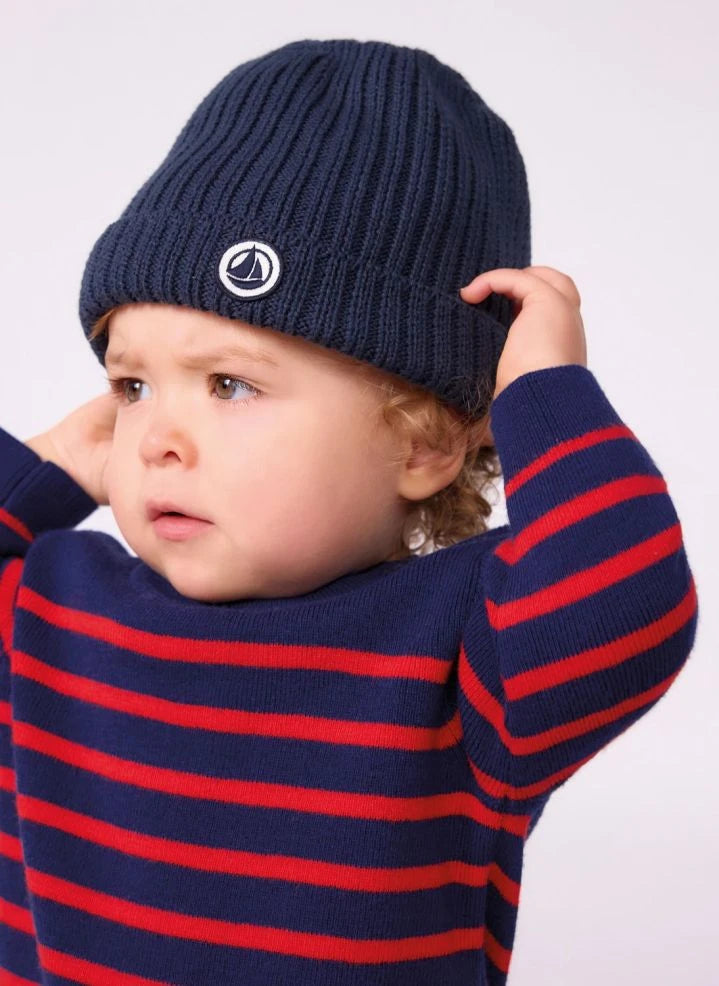 Petit Bateau - Gorro de algodón orgánico | Azul marino