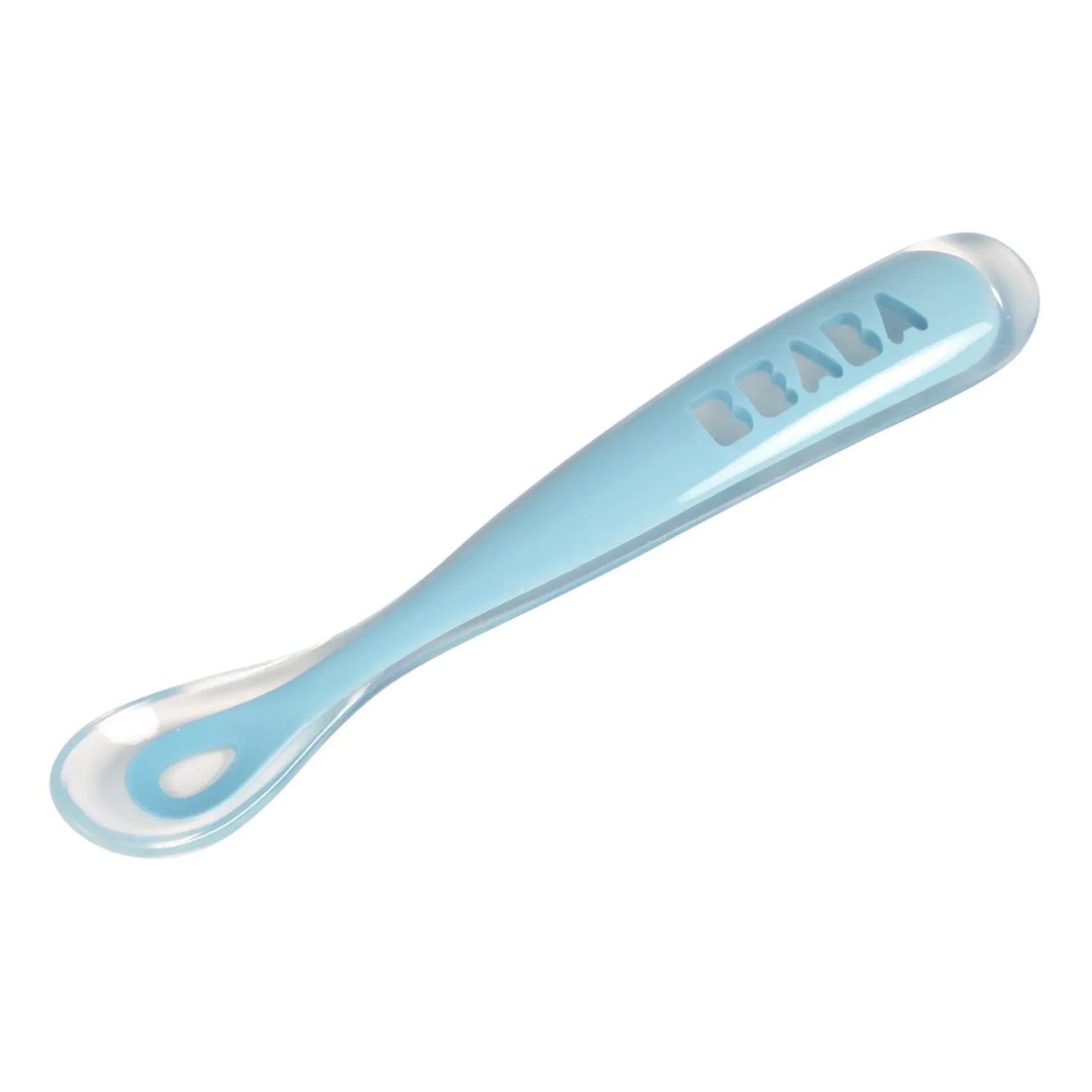 Béaba - Cuchara para Bebé de Silicona Suave | Azul claro