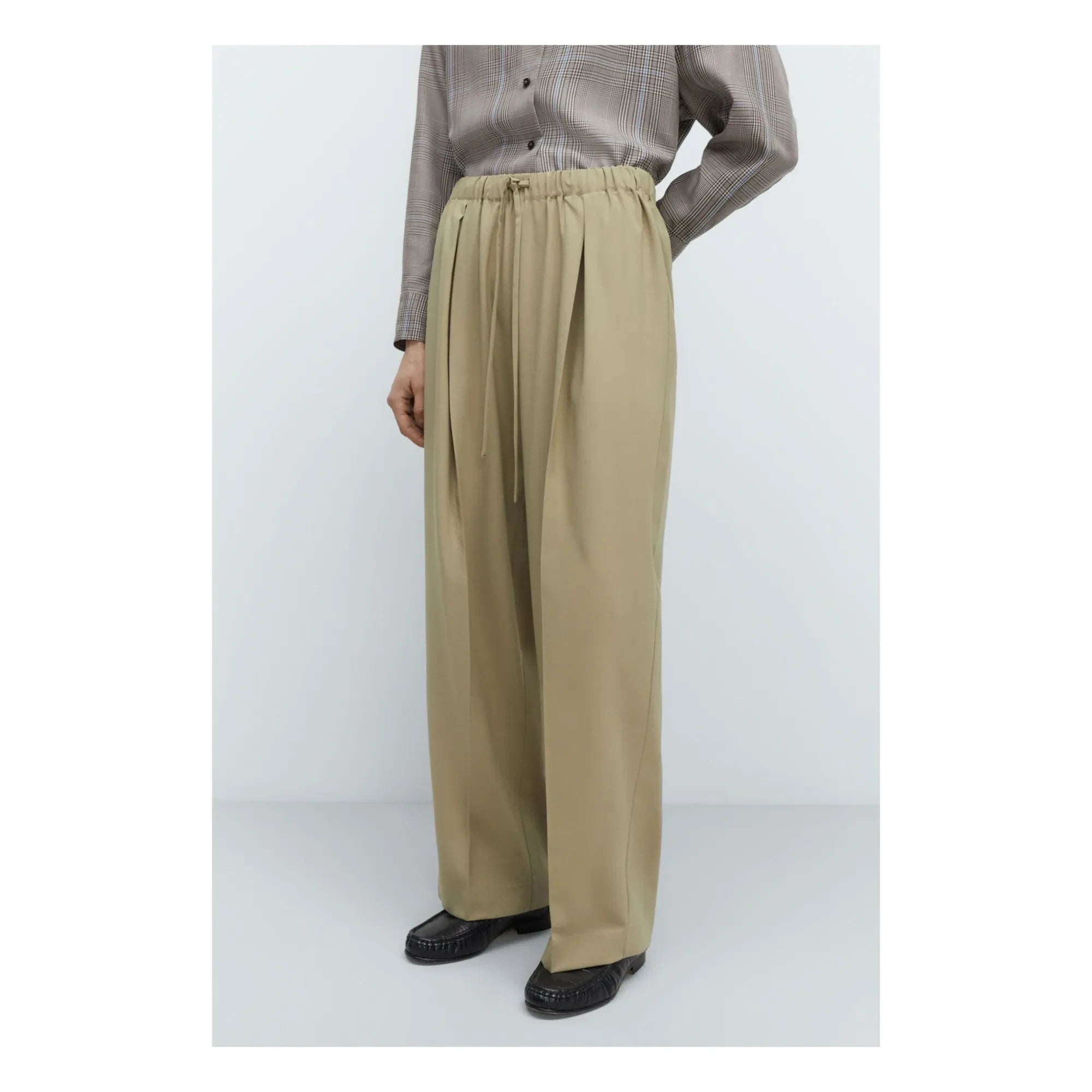 Cordera - Rahat Kesim Yün Elastik Pantolon | Zeytin