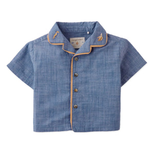 Gingersnaps - Camisa chambray de plátano bordada Steven | Azul