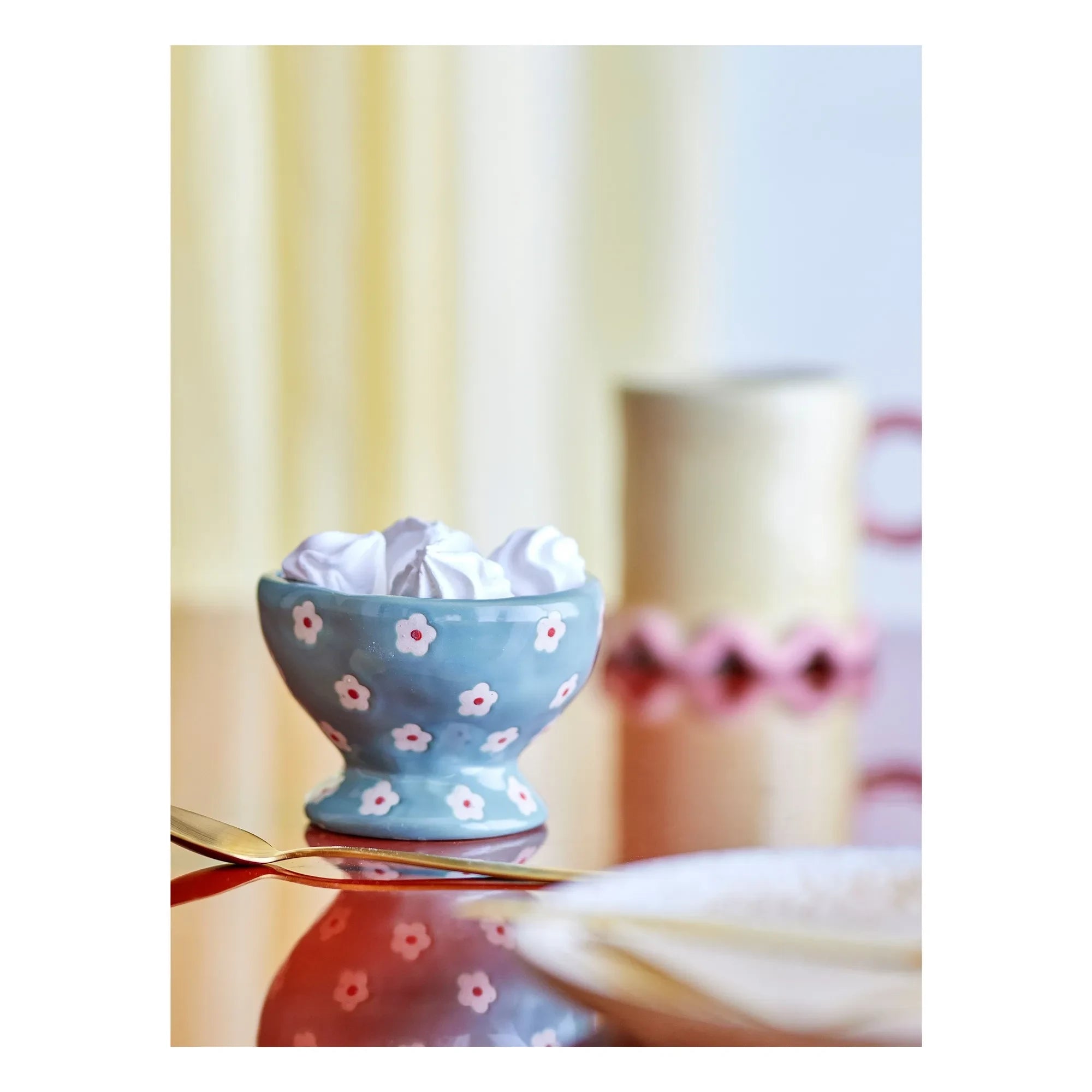Bloomingville - Cuenco de gres con estampado floral Nini | Azul