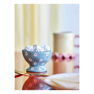 Bloomingville - Cuenco de gres con estampado floral Nini | Azul