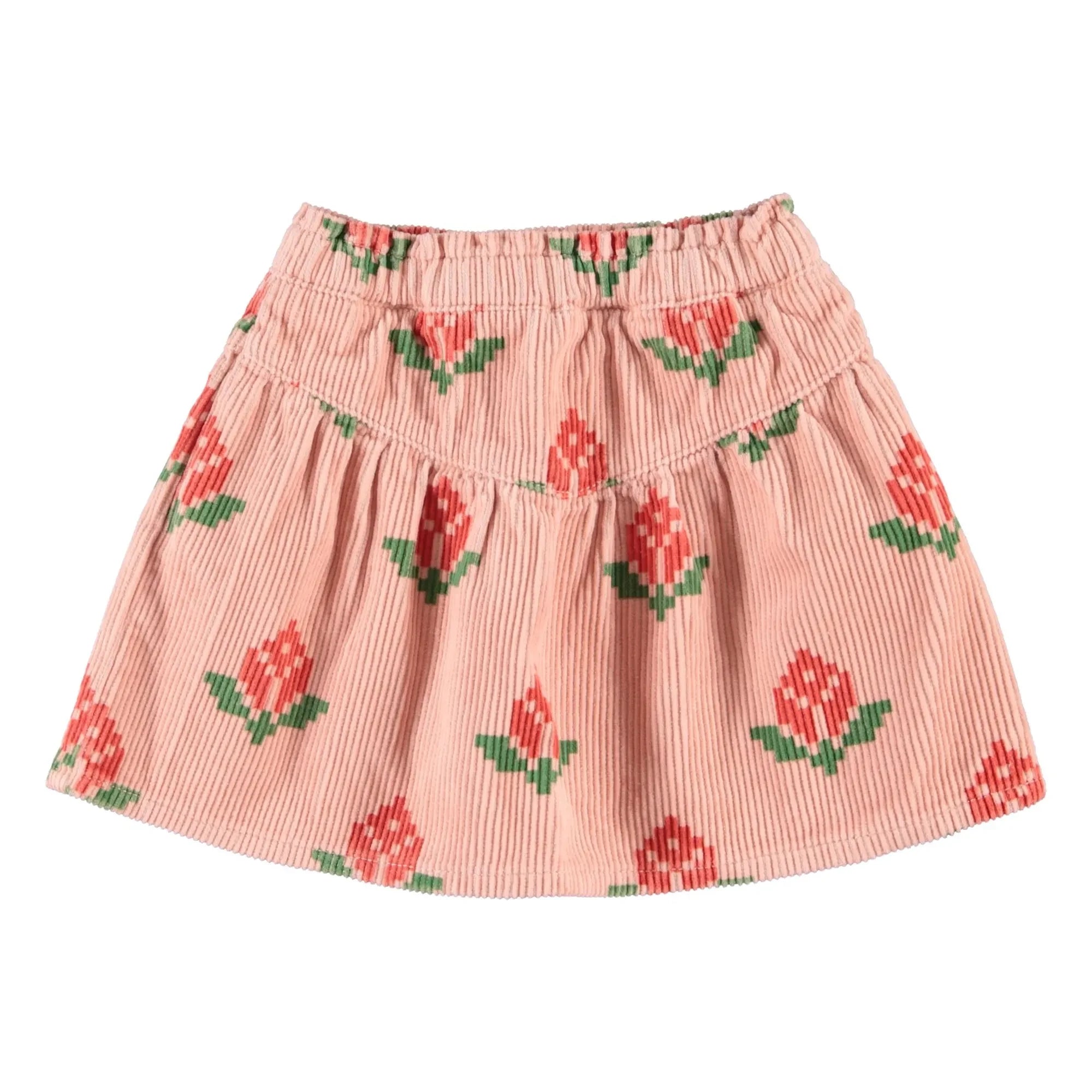 Piupiuchick - Falda de Terciopelo con Estampado Floral de Algodón Orgánico | Rosa
