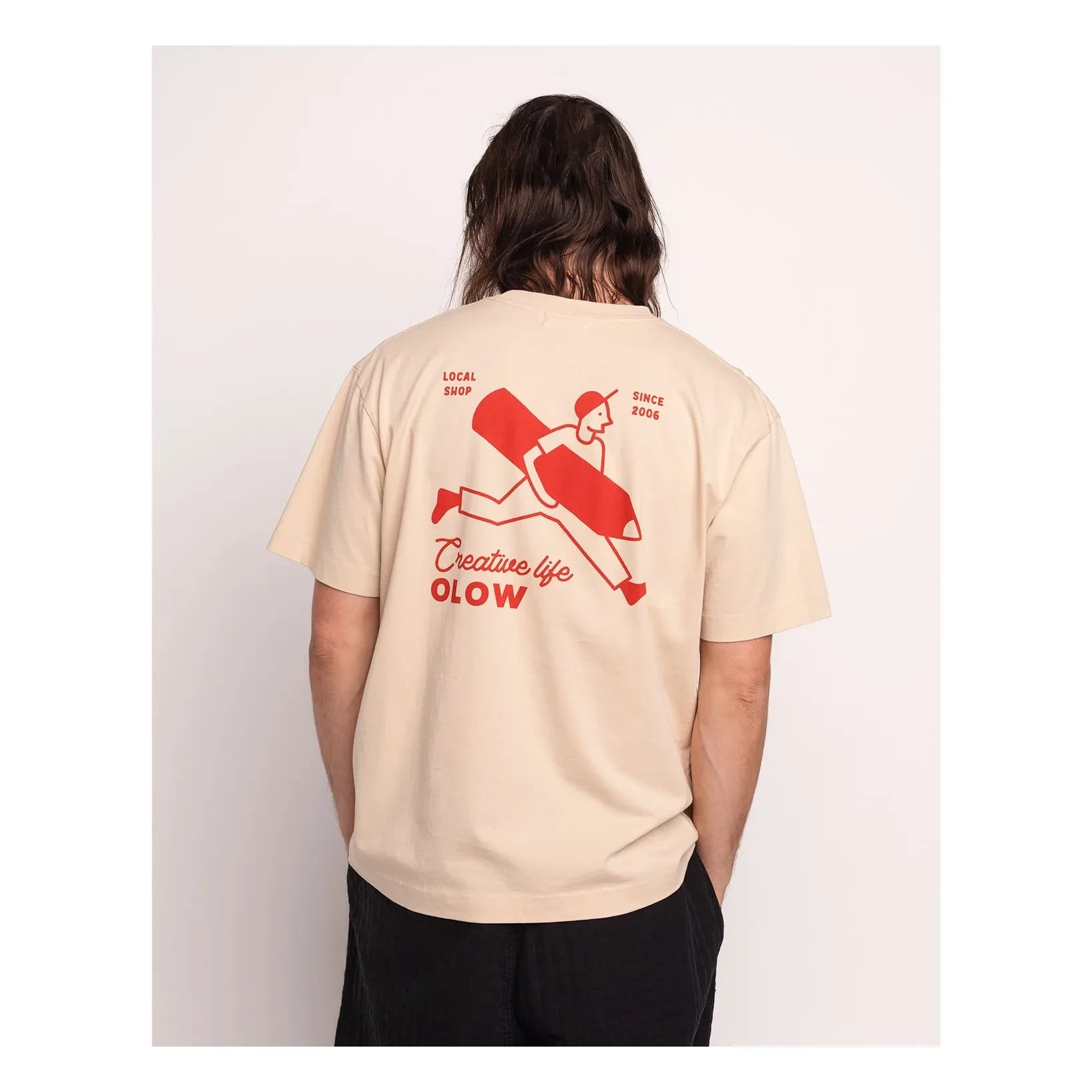 Olow - Camiseta de algodón creativa | Crema