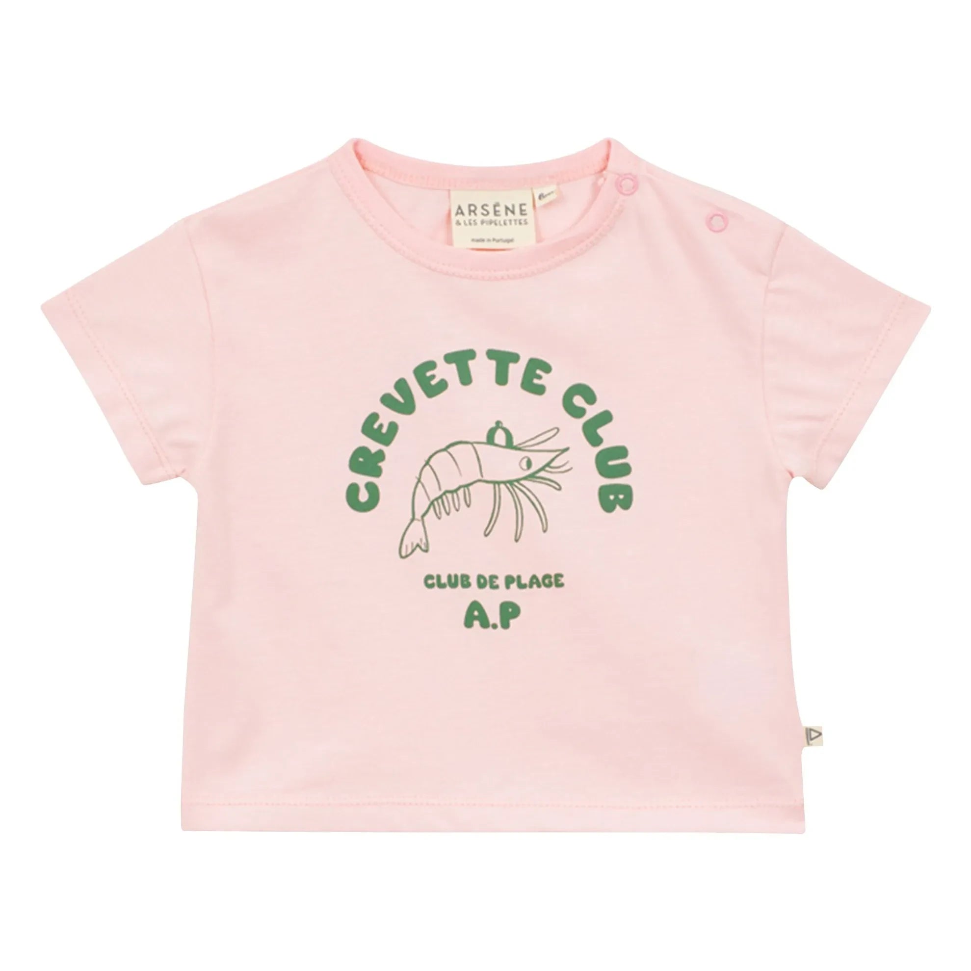 Arsène et Les Pipelettes - Camiseta Shrimp Club de algodón orgánico | Rosa pálido