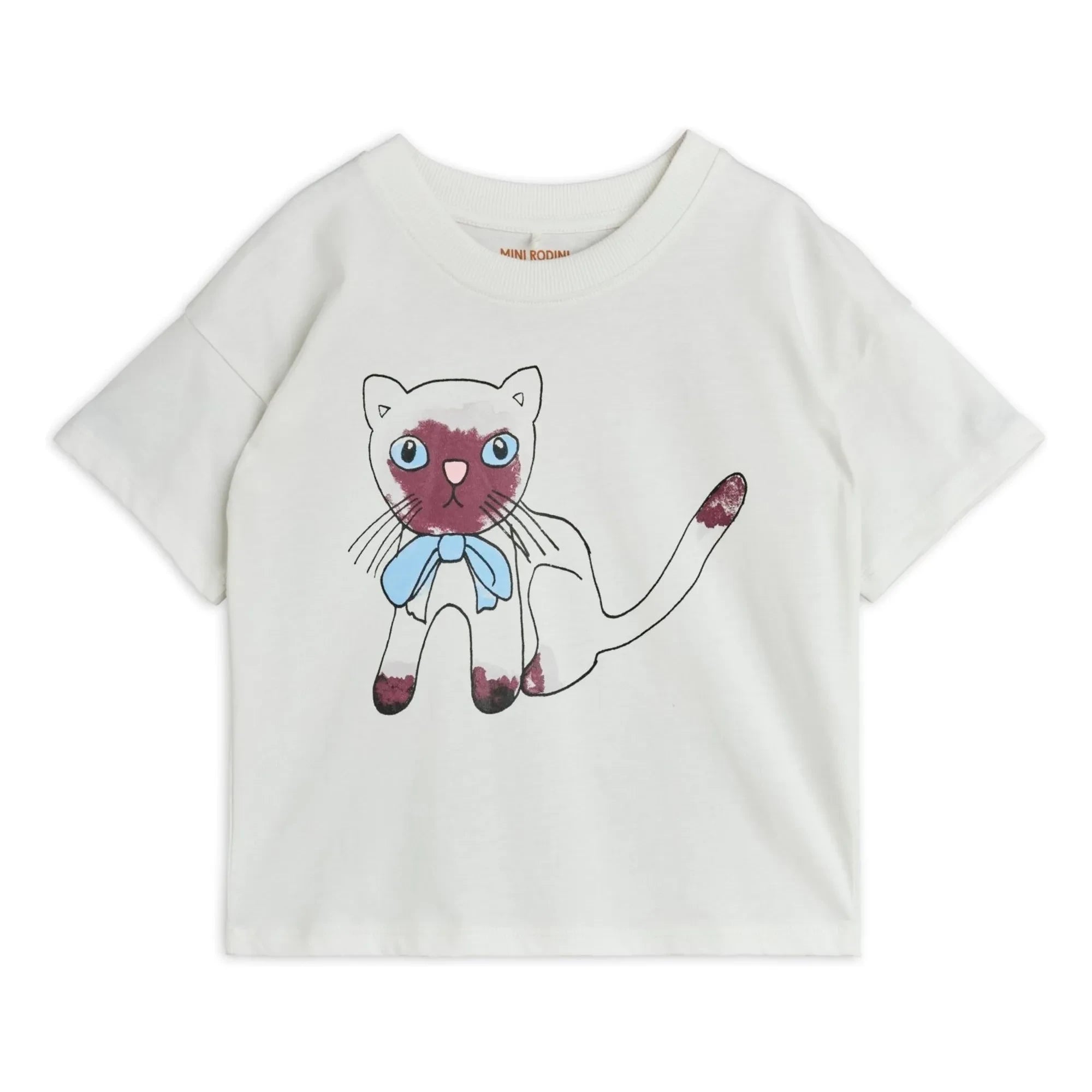 Mini Rodini - Camiseta de algodón orgánico siamés | Blanco