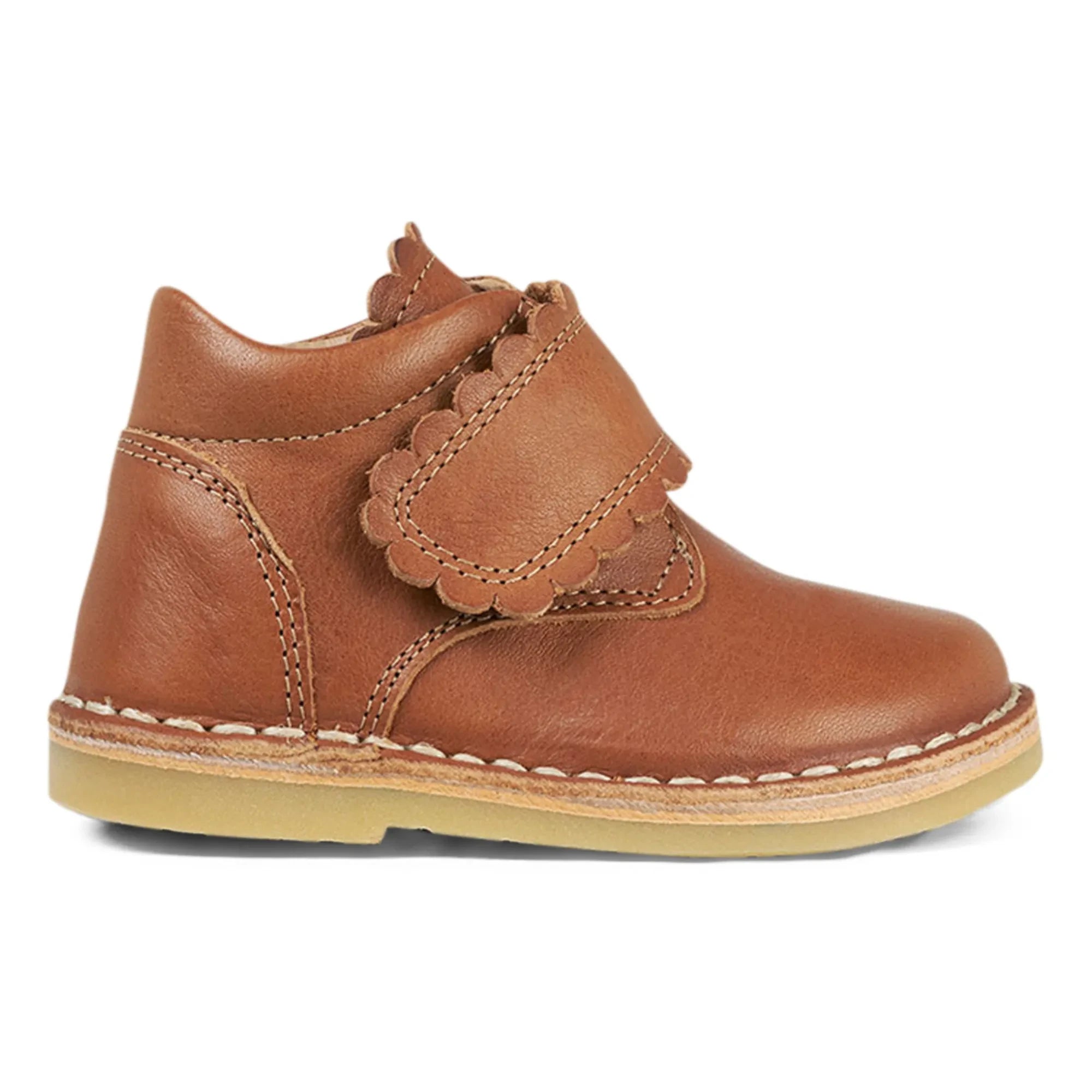 Petit Nord - Botines de velcro Scallop | Cognac