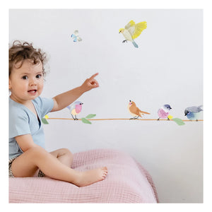 MIMI'lou - Vinilo decorativo Cenefa Pájaros de primavera en la rama