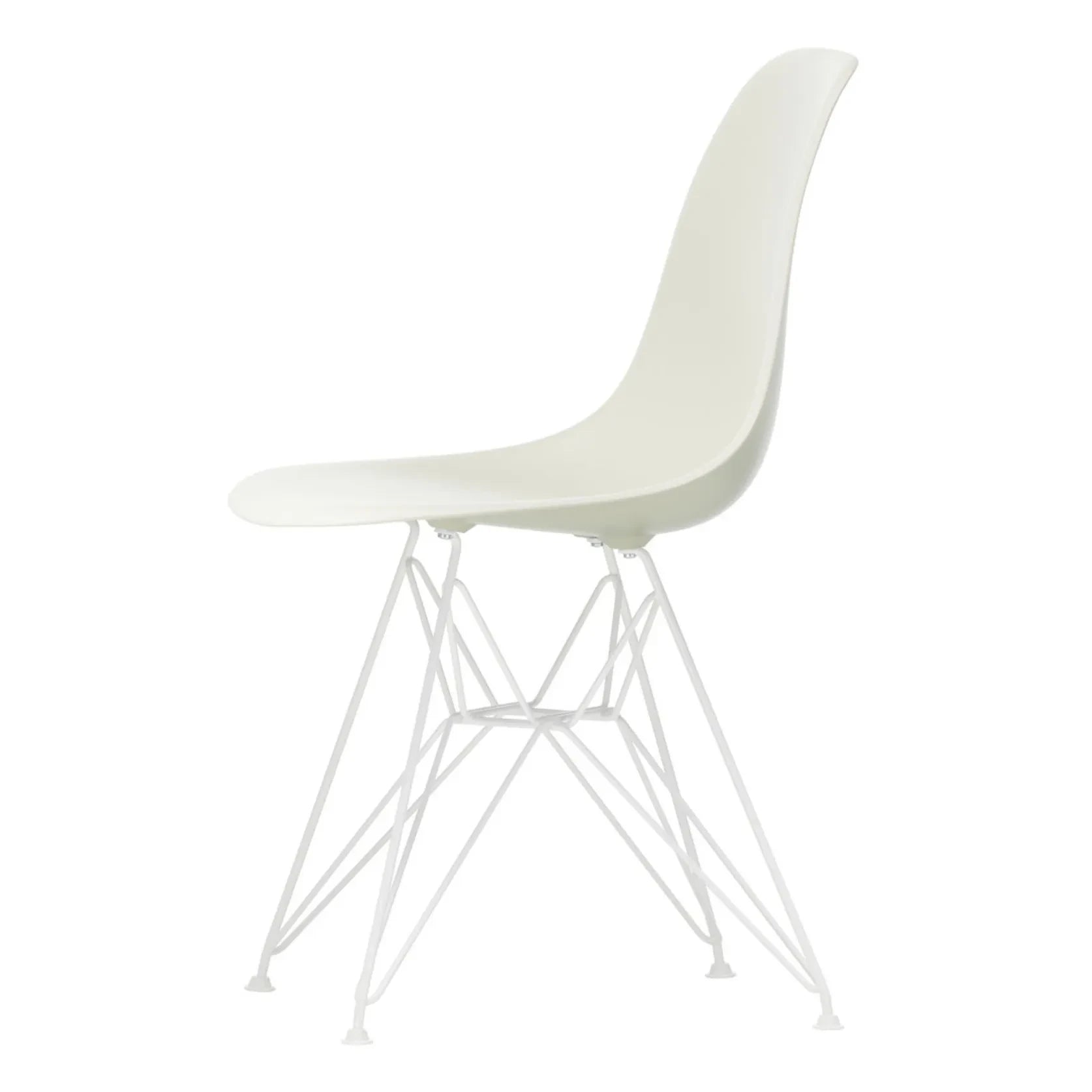 Vitra - Silla DSR de plástico - estructura epoxi blanca - Charles & Ray Eames | Gris guijarro