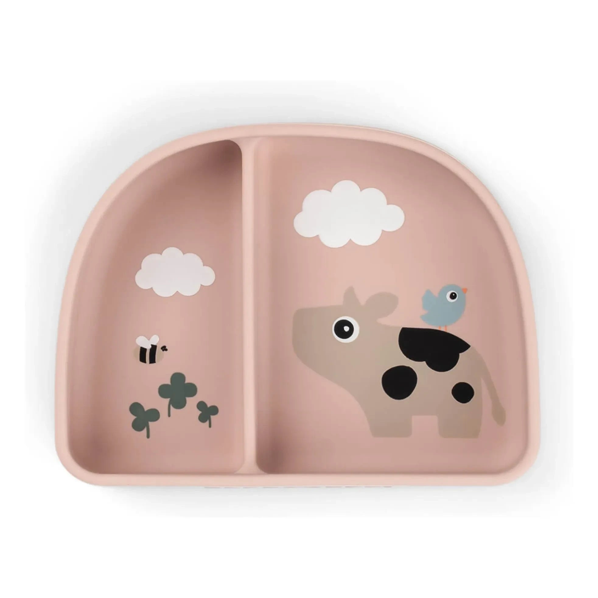 Done by deer - Cuenco con ventosa y divisiones Tiny Farm | Rosa