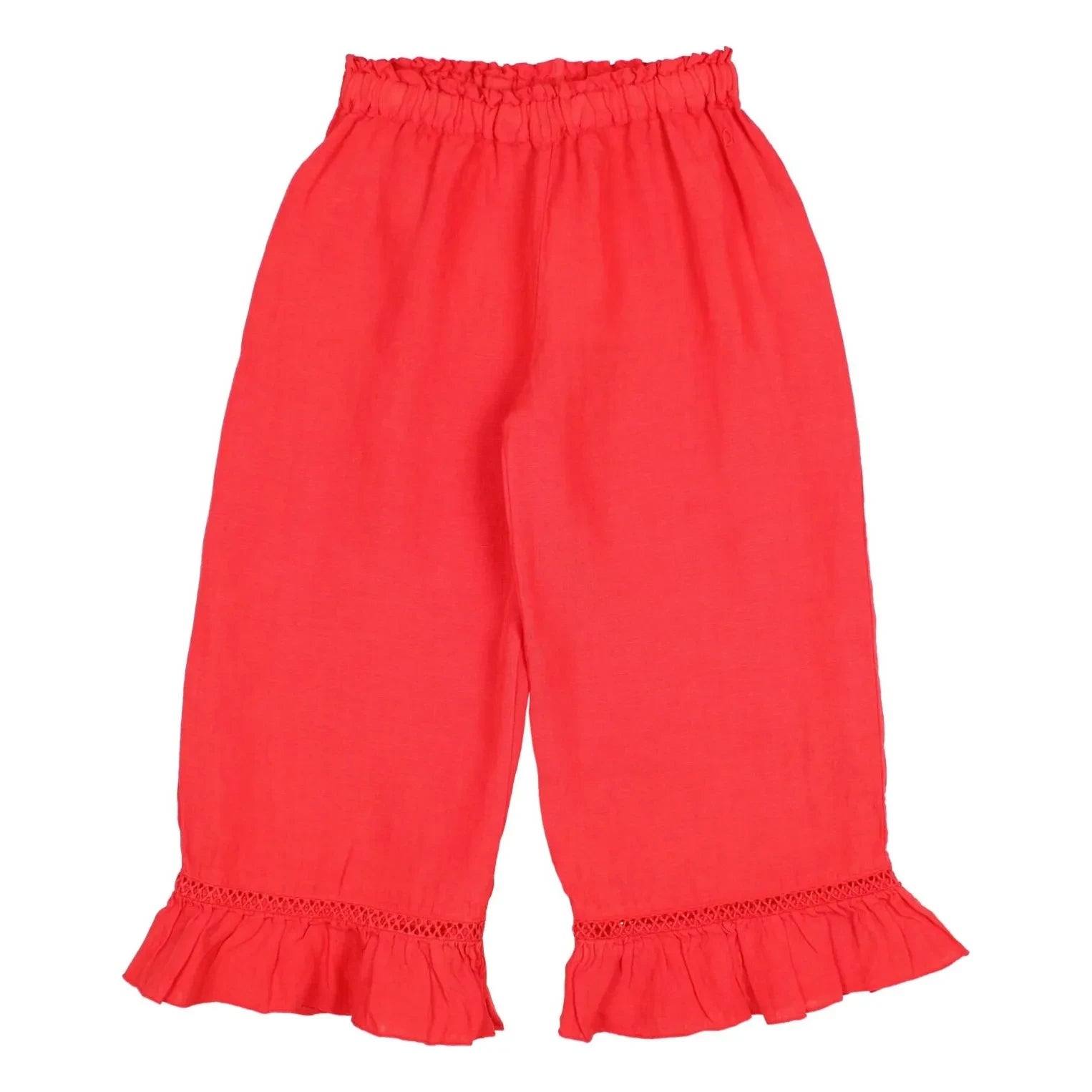 Búho - Pantalón de lino con volantes | Rojo