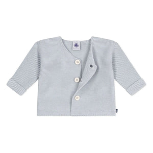 Petit Bateau - Cárdigan fino de punto de algodón orgánico | Gris claro