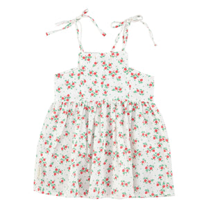 Piupiuchick - Vestido de algodón orgánico con estampado floral y nudo decorativo | Blanco