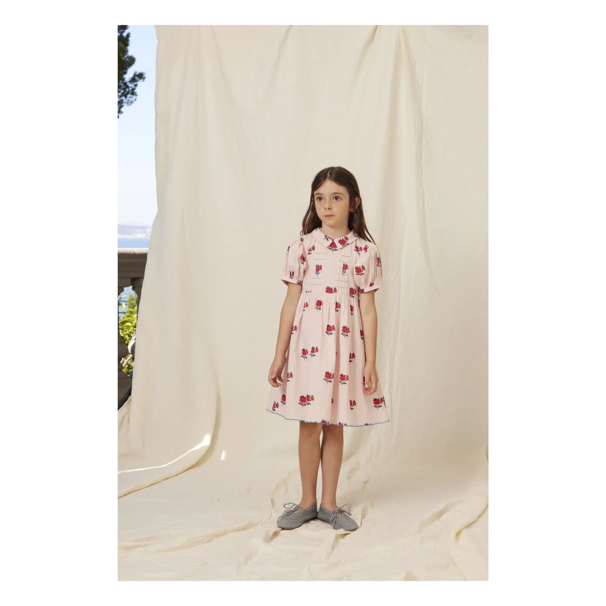 Bebe Organic - Vestido de manga larga con lunares April Fleurs | Rosa pálido