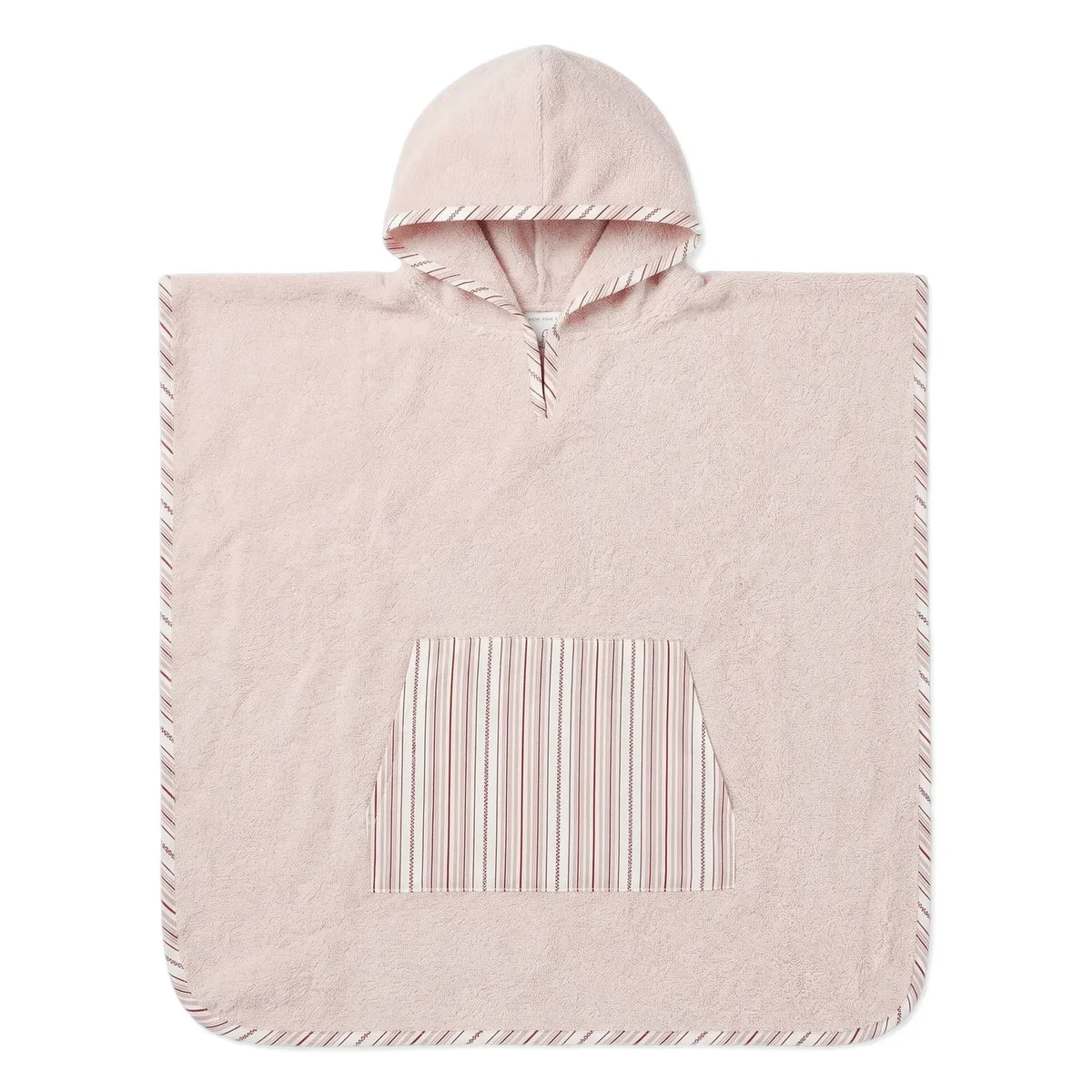 Editions Aimable - Poncho de baño Paula | Popelina a rayas frambuesa