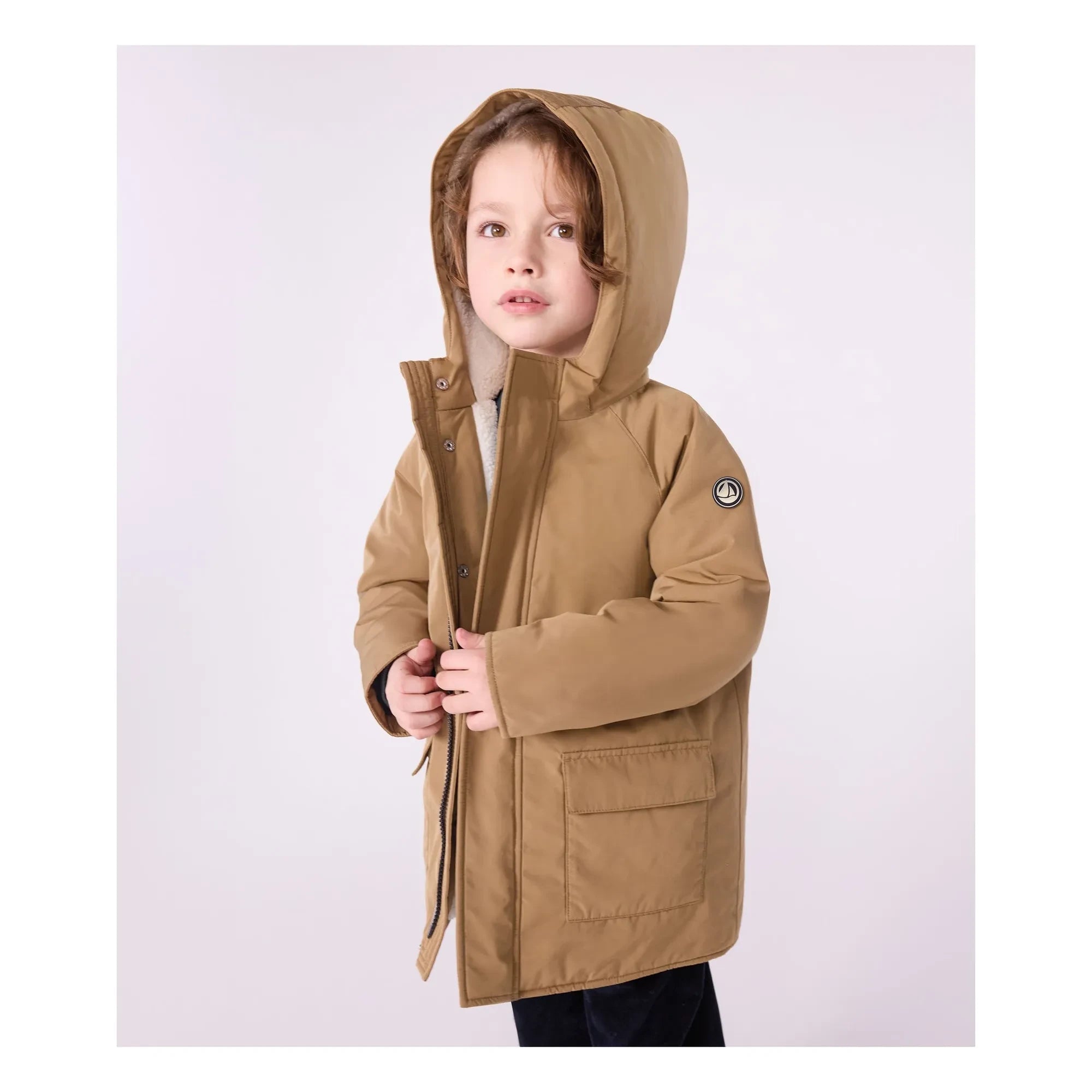 Petit Bateau - Parka larga lisa | Marrón