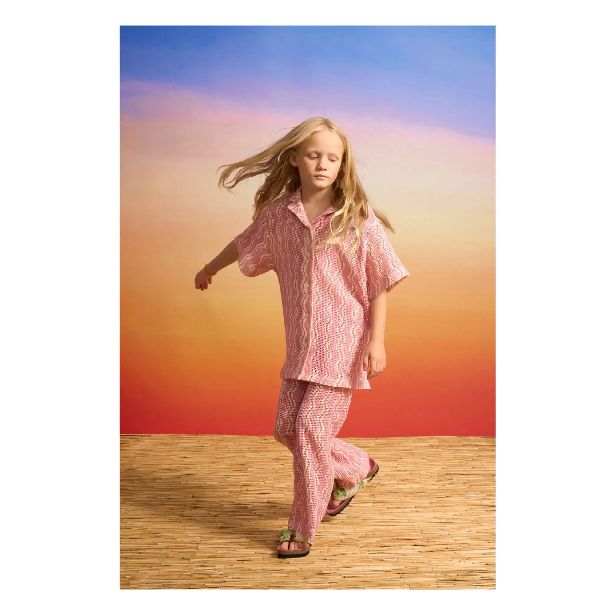 Maison Mangostan - Pantalones de ganchillo ondulados | Rosa