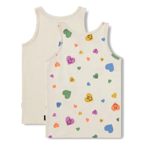 Molo - Camiseta de tirantes de algodón orgánico Jeanie Cœurs de 2 unidades | Crudo