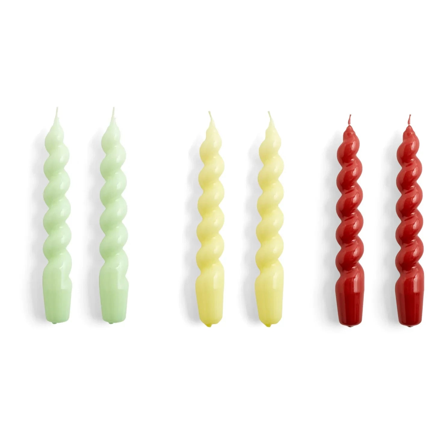 Hay - Velas en espiral - Juego de 6 | Amarillo y verde