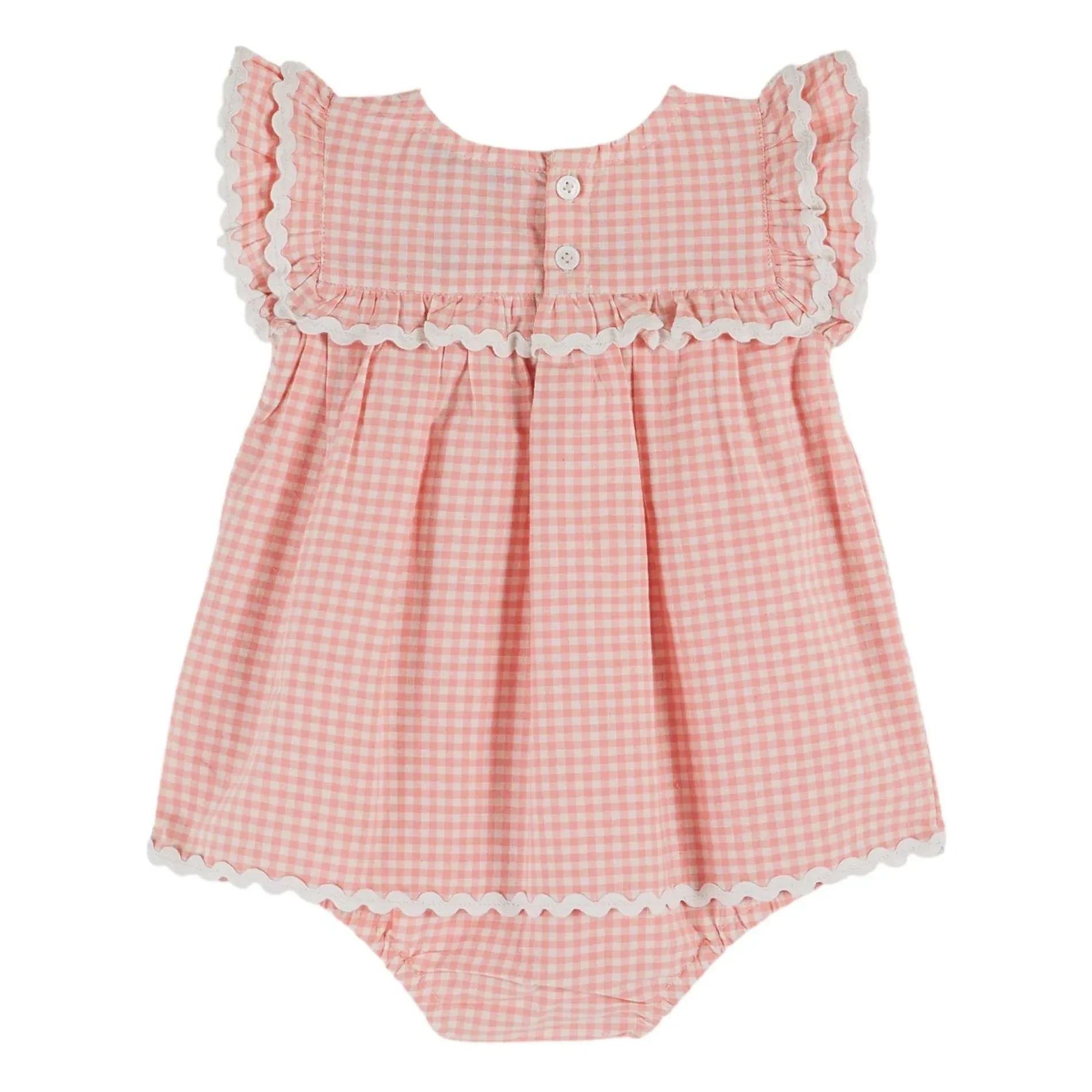 Emile et Ida - Vestido peto de algodón orgánico de cuadros Vichy | Rosa