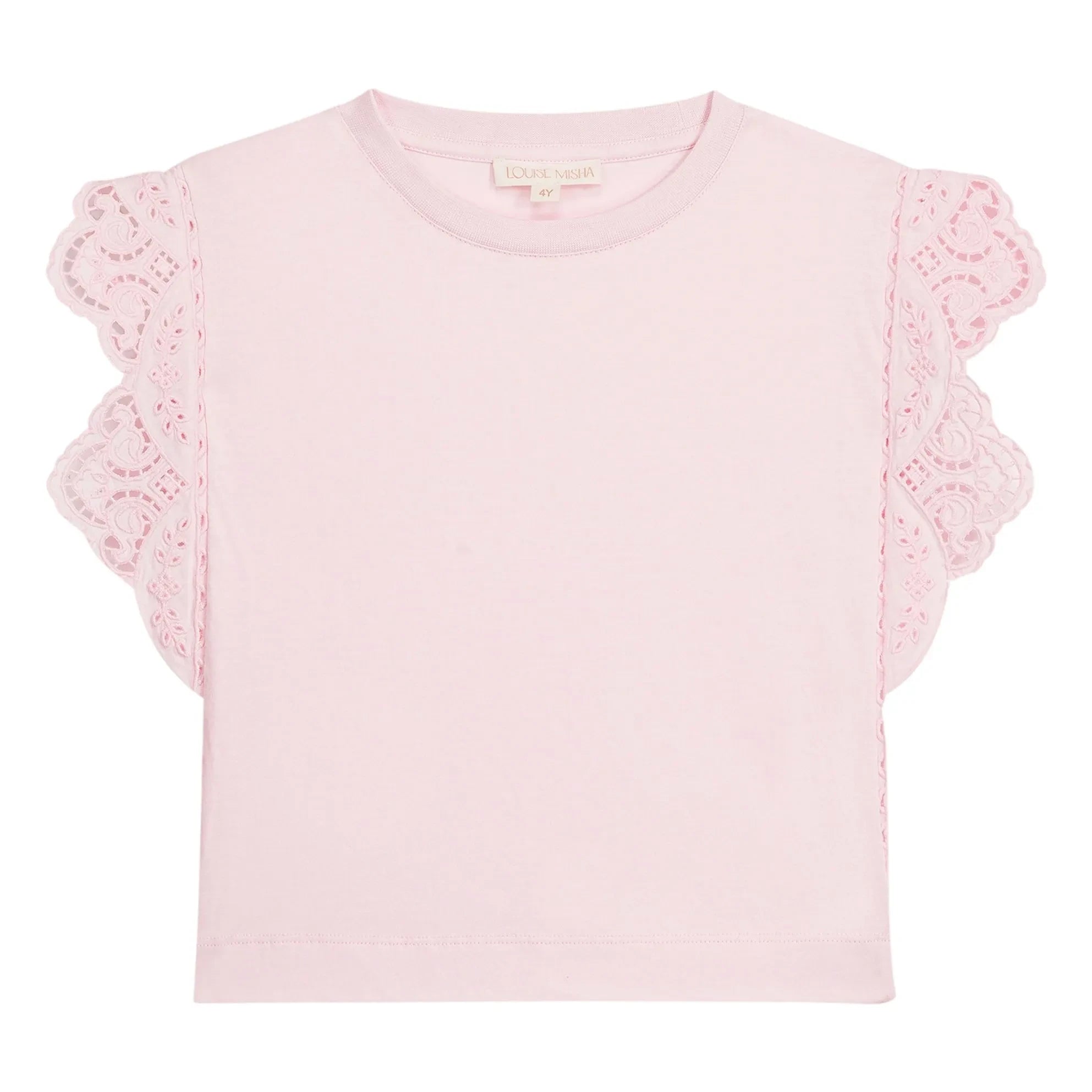 Louise Misha - Camiseta bordada Malalia de algodón orgánico | Rosa