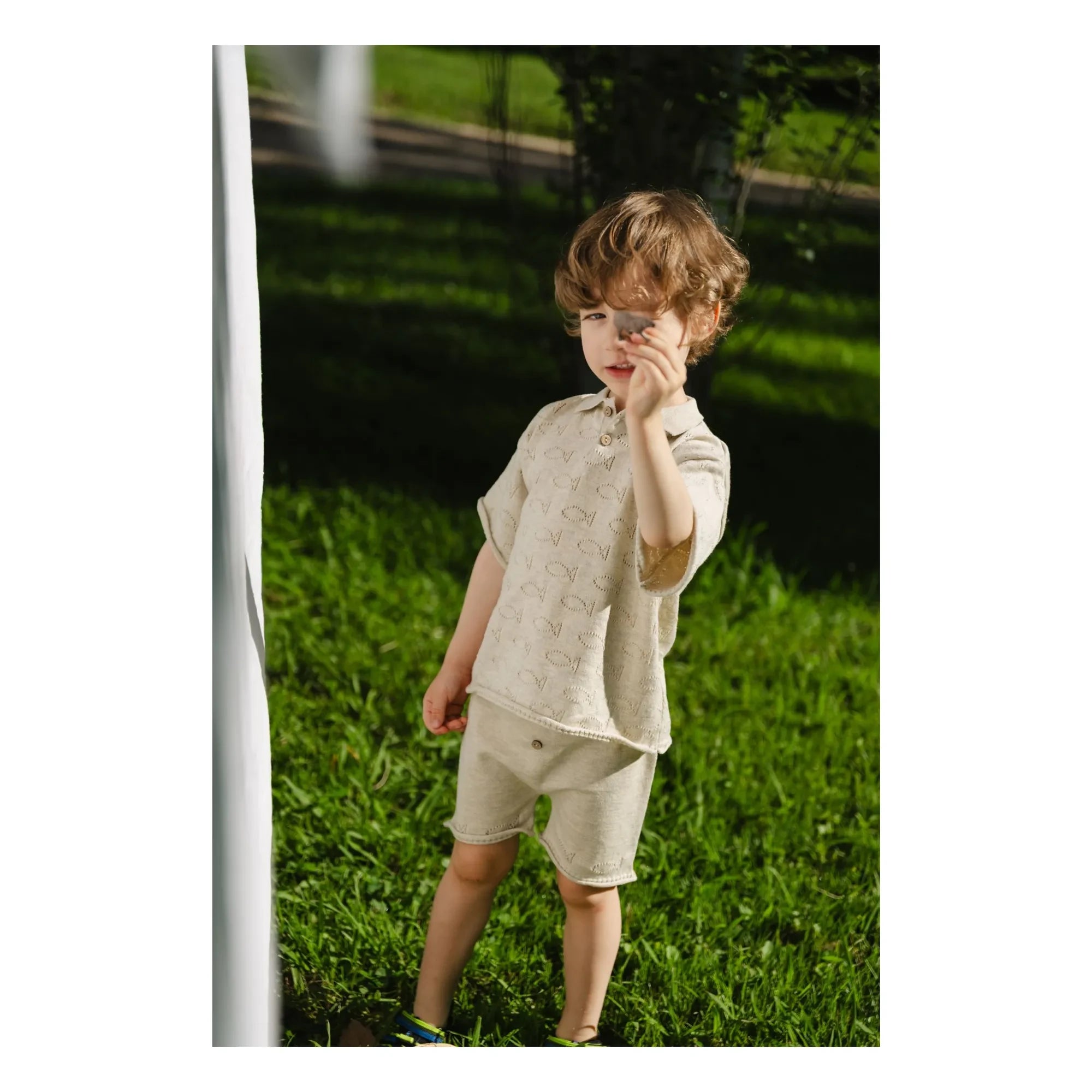 Bayiri - Pantalones cortos de algodón orgánico Little Fish | Gris