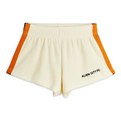 Mini Rodini - Pantalones cortos de felpa de algodón orgánico Alien City | Crudo