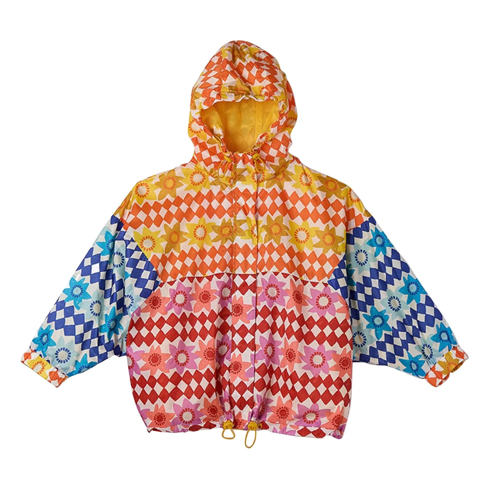 Fabula - Cortavientos Damier Fleurs | Naranja