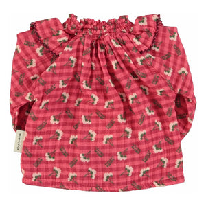 Piupiuchick - Blusa con cuello fruncido y estampado floral | Rosa