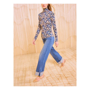 Ulla Johnson - Aurelia boğazlı T-shirt | Mavi