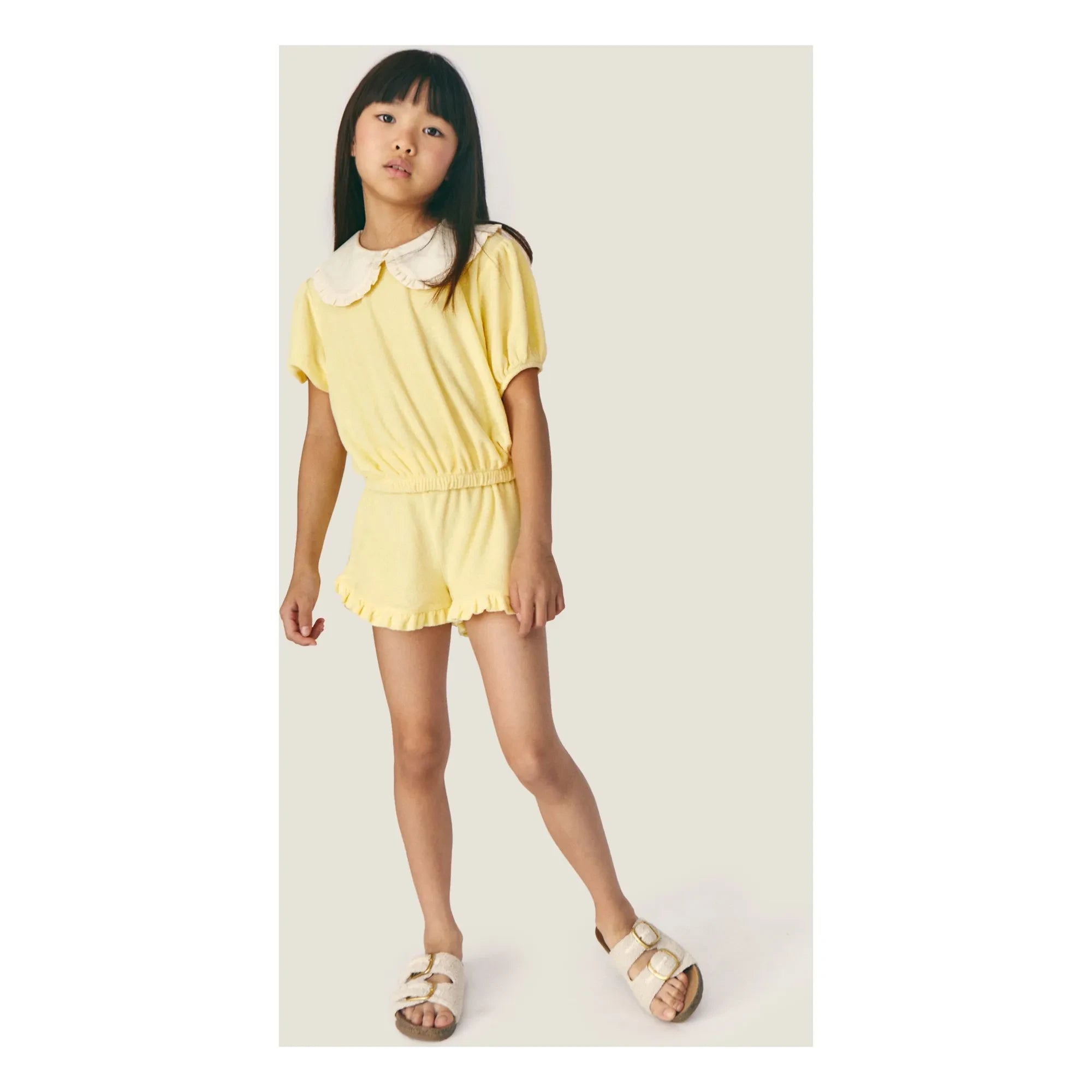 Mipounet - Carina Pantalón corto de toalla de algodón orgánico | Amarillo claro