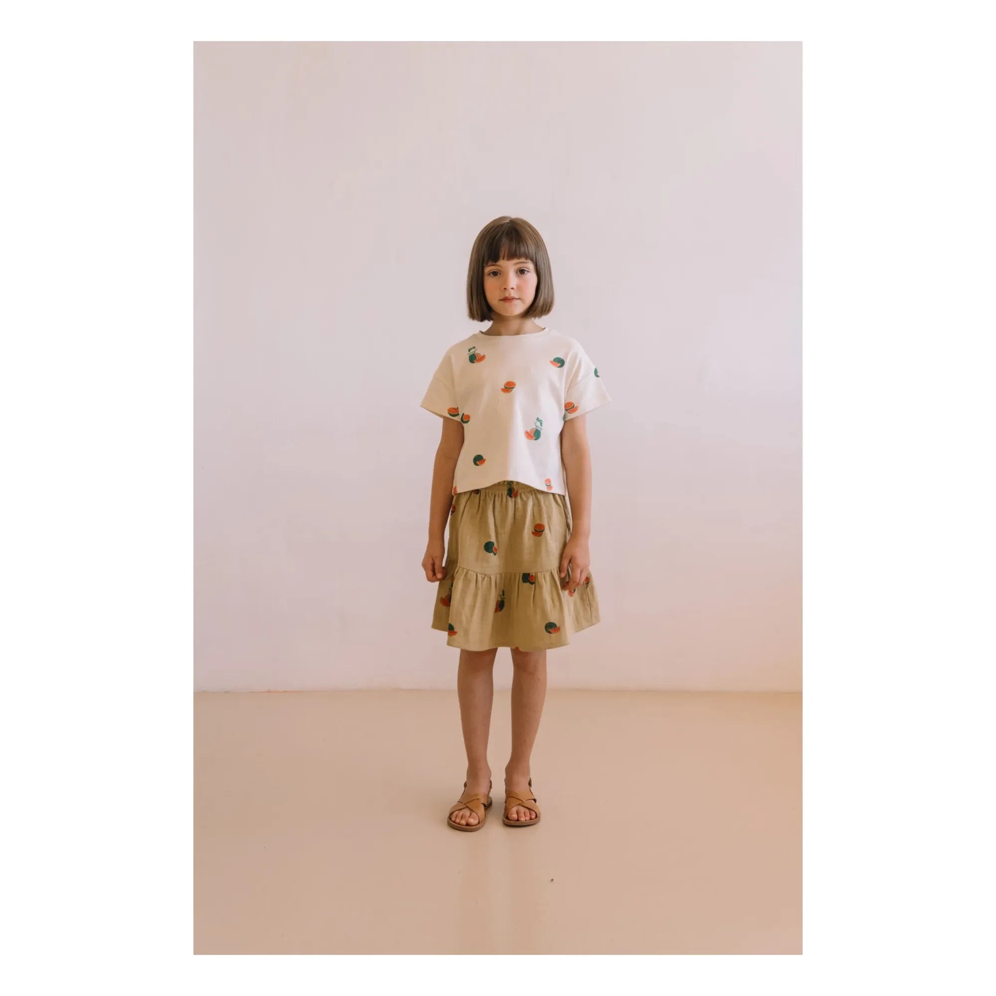 Studio Bohème - Camiseta Corta Flow de Algodón Orgánico con Estampado de Sandía | Crudo