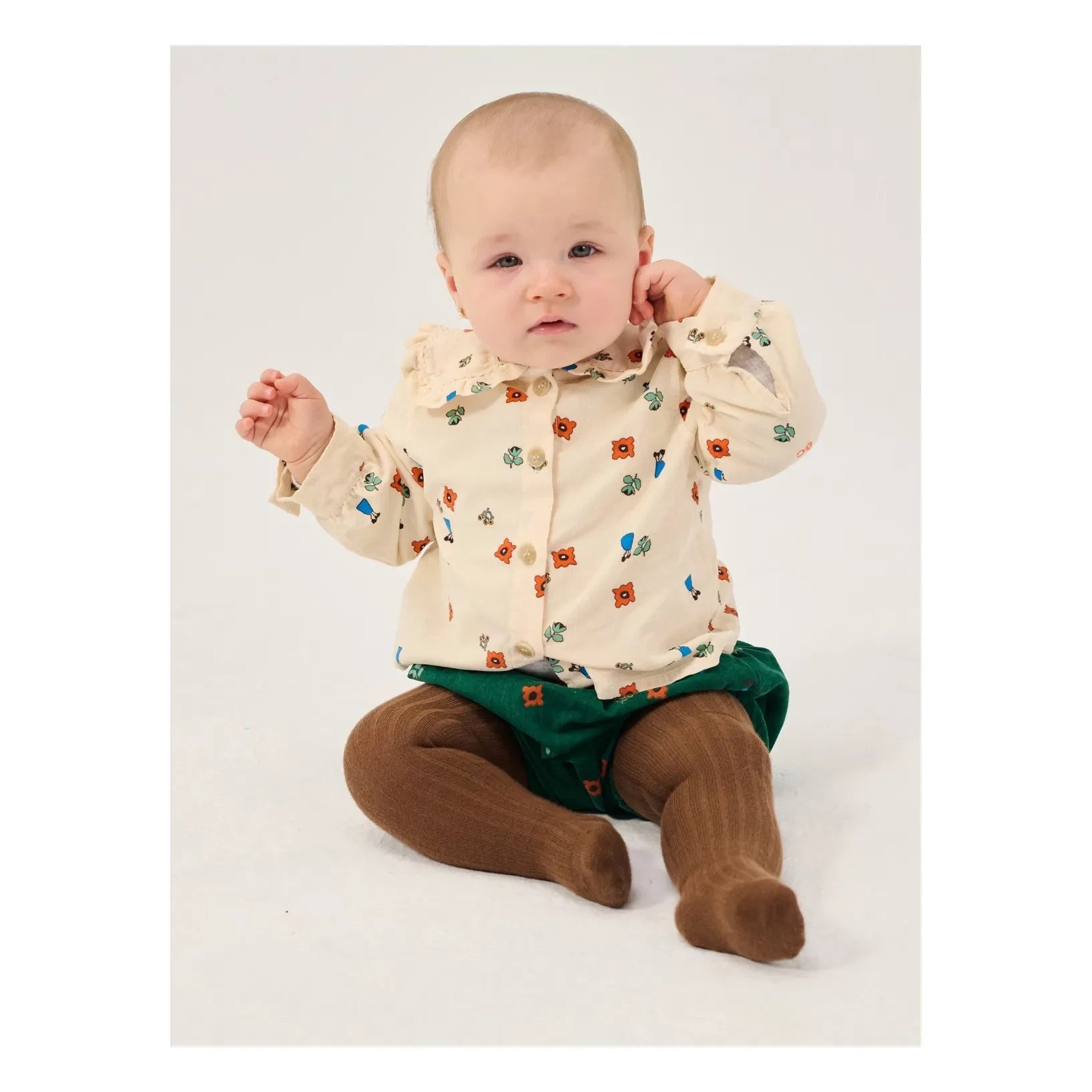 Bobo Choses - Algodón orgánico de pana con estampado floral | Verde
