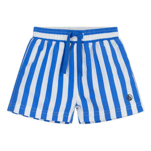 Petit Bateau - Bañador corto a rayas de fibra reciclada para bebé | Azul