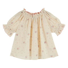 Emile et Ida - Blusa globo con estampado floral de algodón orgánico | Crema