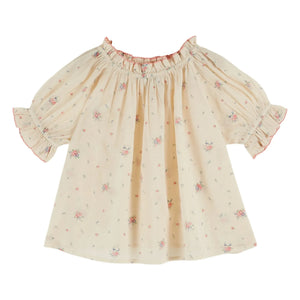 Emile et Ida - Blusa globo con estampado floral de algodón orgánico | Crema