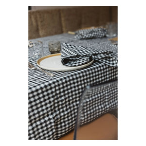 Gabrielle Paris - Mantel de Lino Lavado Gingham | Negro