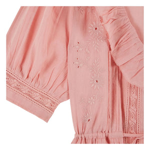Emile et Ida - Blusa de algodón bordada con volantes | Rosa