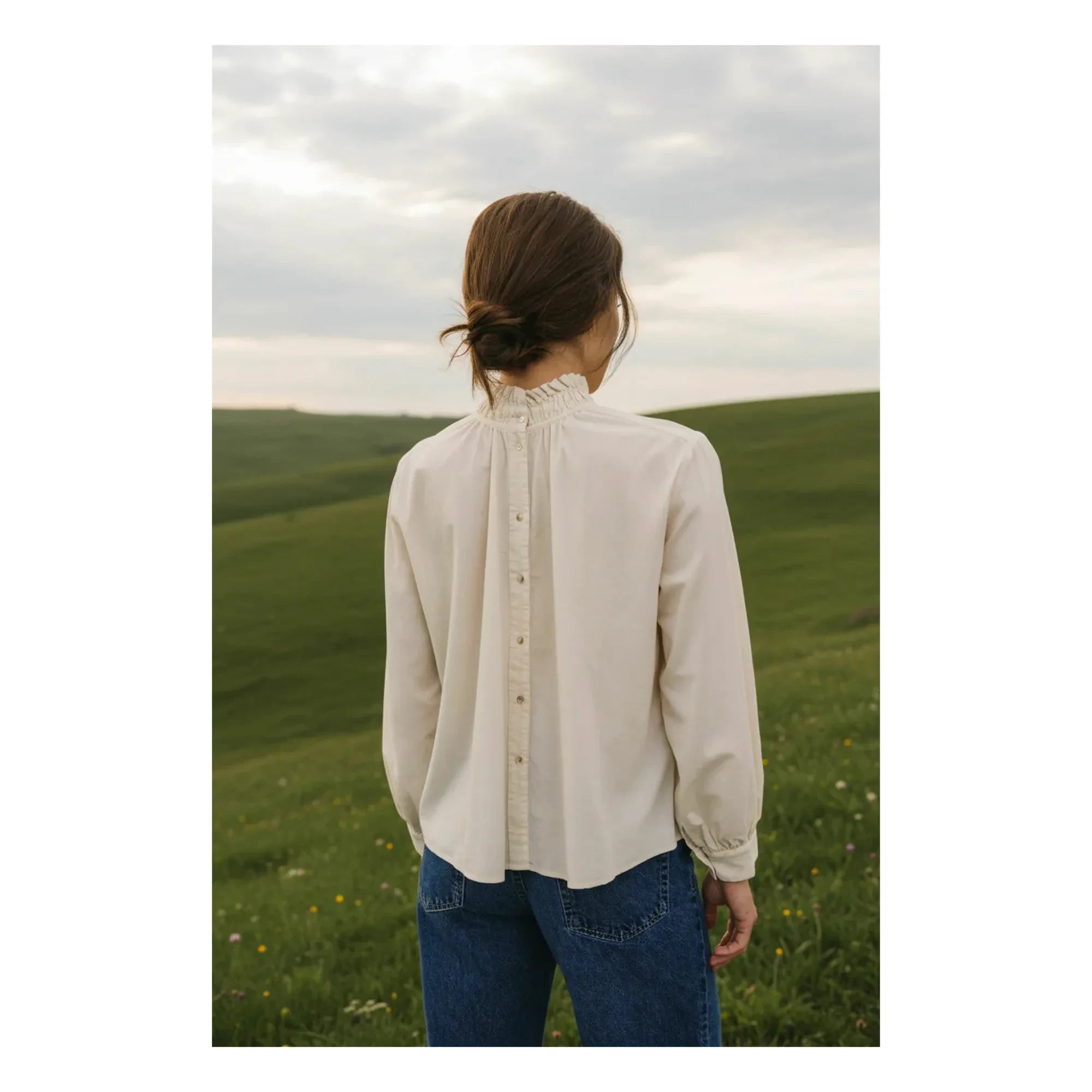 Sacrécoeur - Blusa de terciopelo de mil rayas Soline | Crudo
