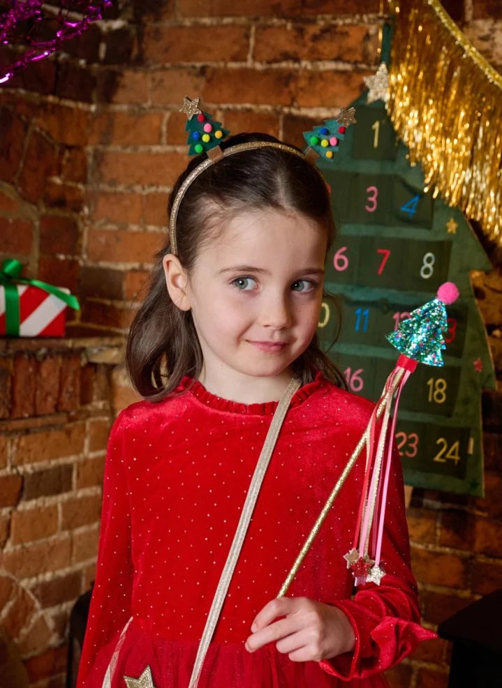 Rockahula Kids - Diadema de árbol de Navidad de terciopelo | Verde