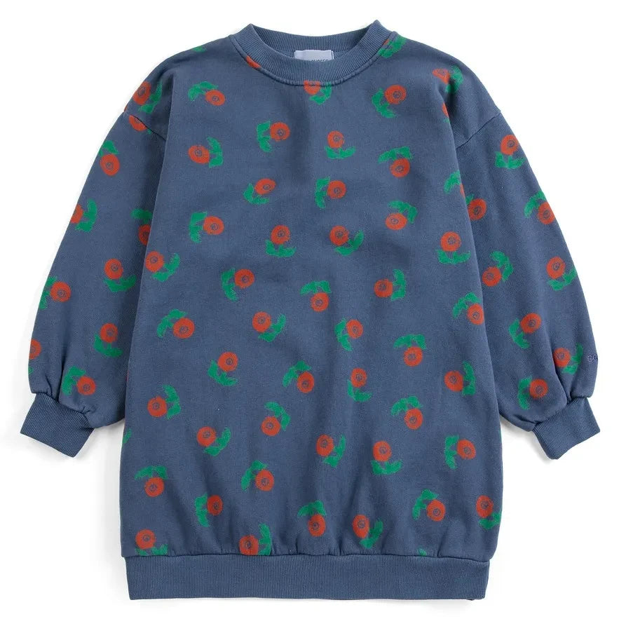 Bobo Choses - Vestido de punto de algodón orgánico con estampado floral | Azul marino