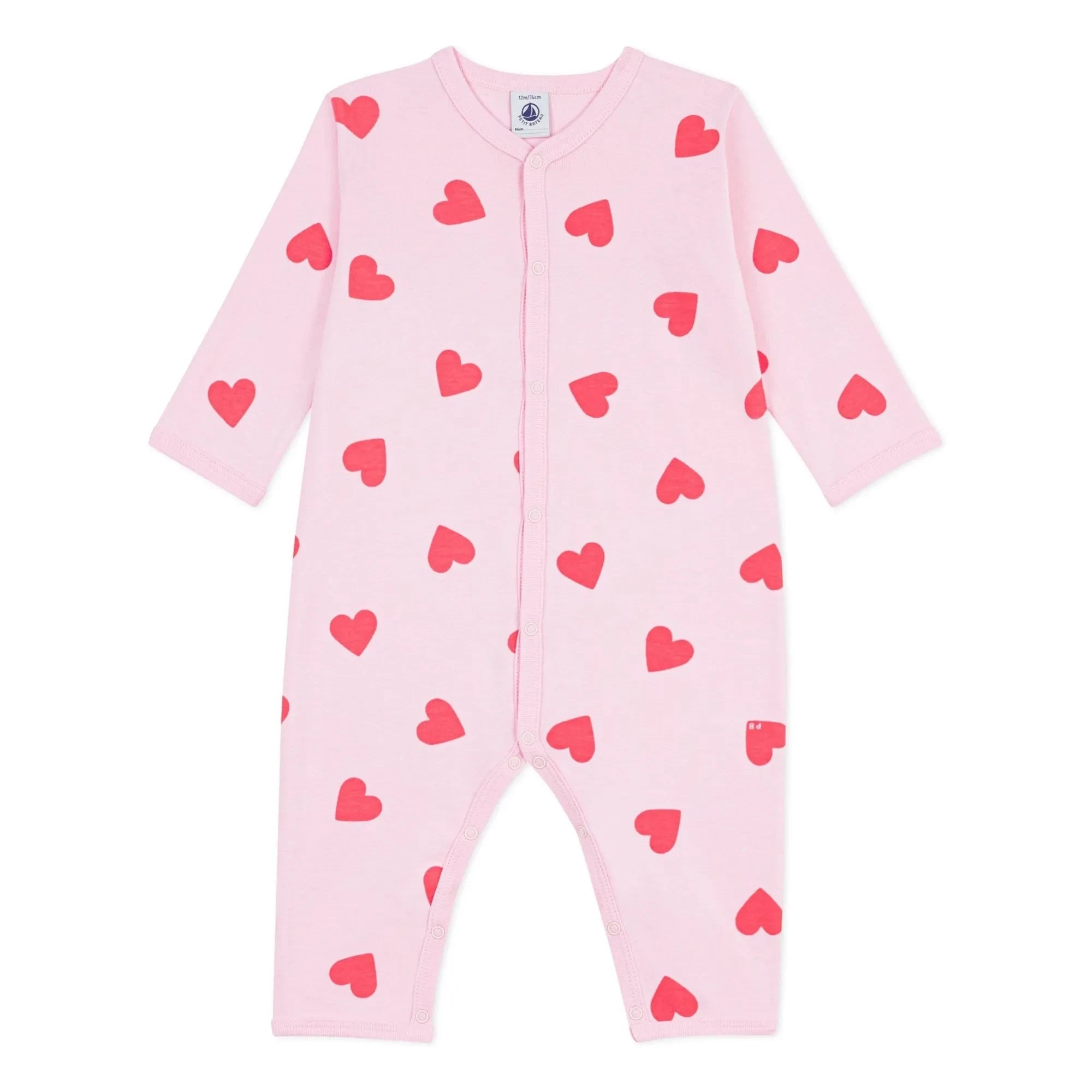 Petit Bateau - Pijama sin pies con estampado de corazón | Rosa