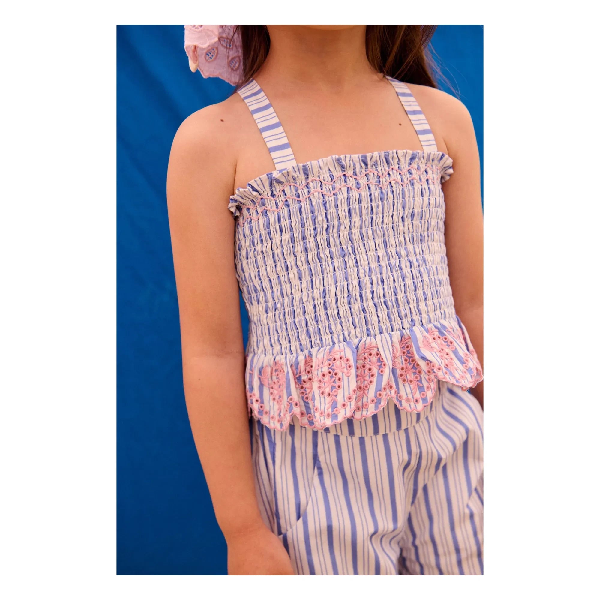 Louise Misha - Top fruncido de popelín de algodón orgánico Florentina | Crema
