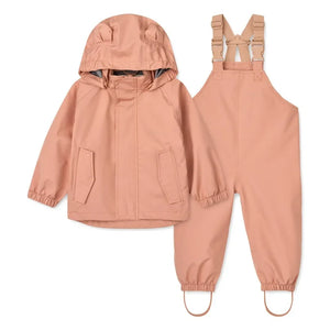 Liewood - Conjunto impermeable Manu de bloques de color hecho con fibras recicladas | Rosa