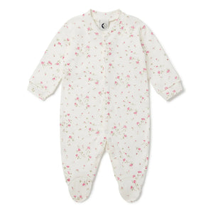 Sleepy Doe - Pijama de algodón orgánico con pies, estampado floral | Blanco