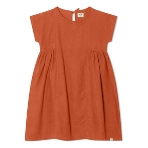 Matona - Vestido midi de lino con corte en caja | Verde Oscuro
