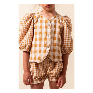 birinit - Blusa de algodón orgánico de Vichy | Caramelo