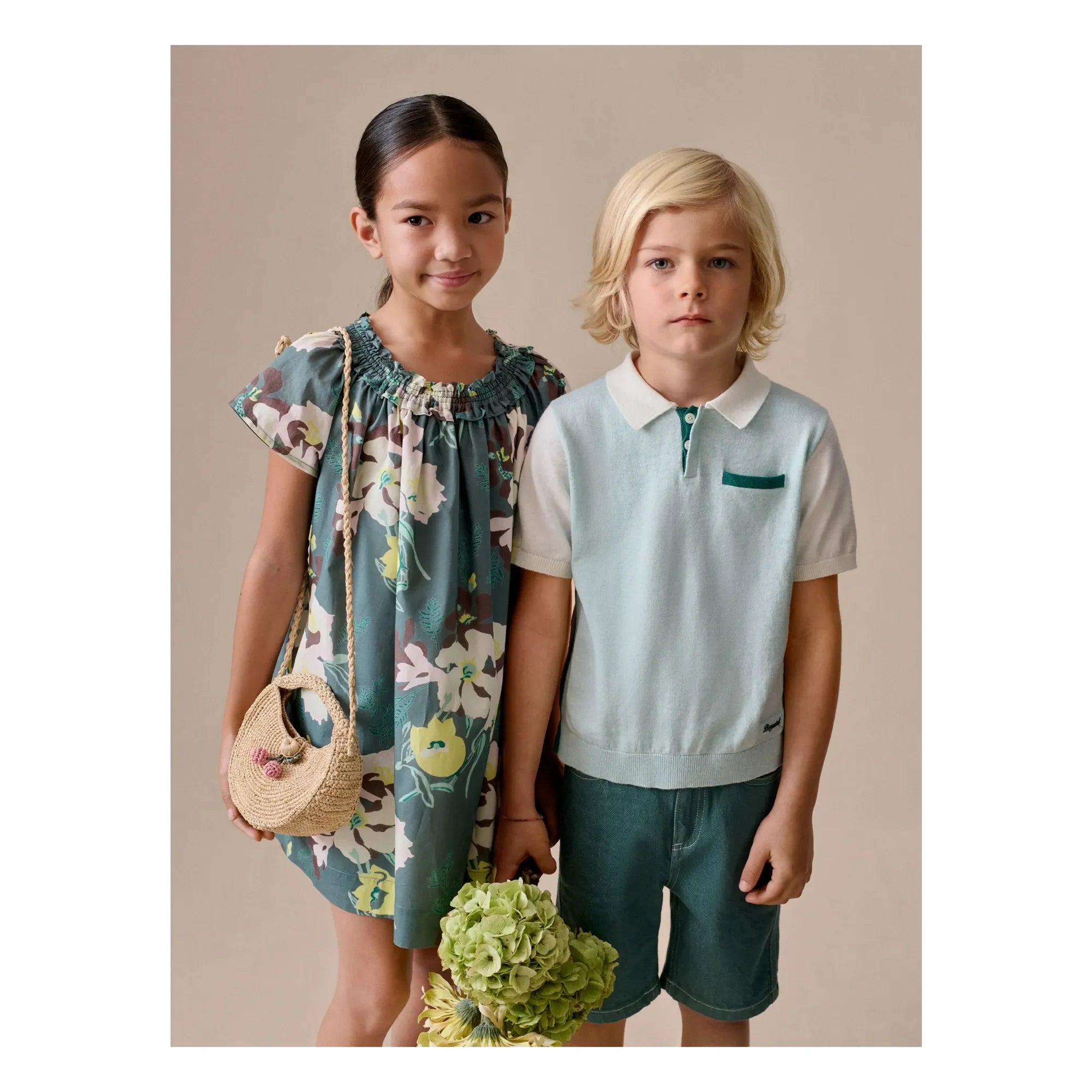 Bonpoint - Vestido Goldie con estampado floral de algodón orgánico | Verde oscuro